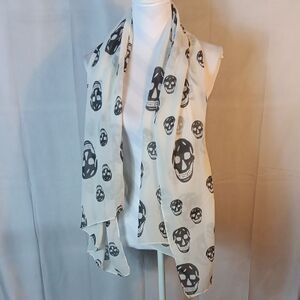 Skull Print Sheer Scarf